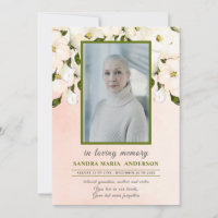 Floral Pink Rose Photo Funeral Memorial Program