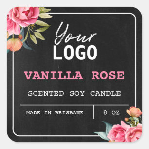 Floral Pink Rose Scented Logo Product Labels