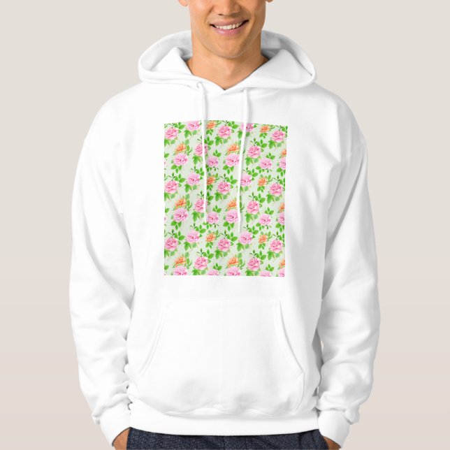 Floral Pink Roses Pattern-23670 Hoodie (Front)