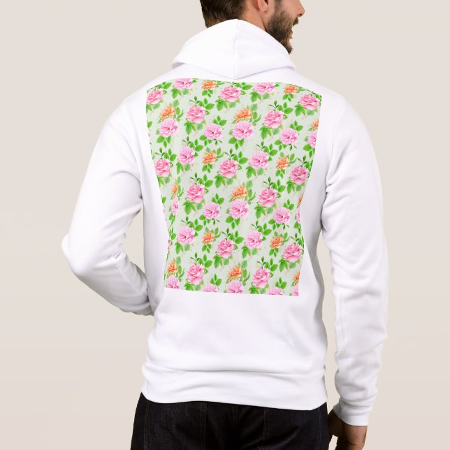 Floral Pink Roses Pattern-23670 Hoodie (Back)