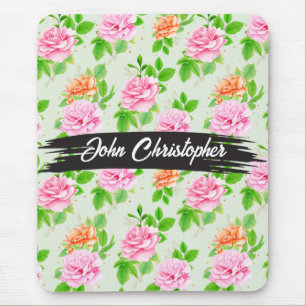 Floral Pink Roses Pattern-23670 Mouse Mat