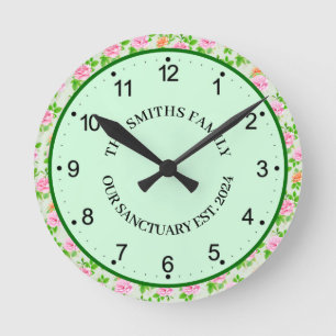 Floral Pink Roses Pattern-23670 Round Clock