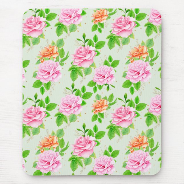 Floral Pink Roses Pattern-2367 Mouse Mat (Front)