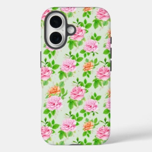 Floral Pink Roses Pattern iPhone 16 Case