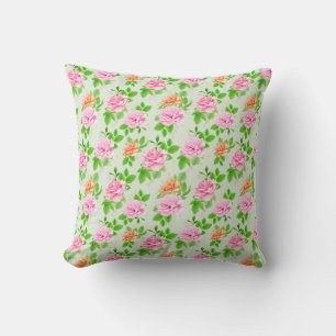 Floral Pink Roses Pattern Cushion