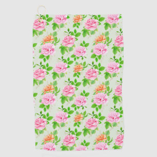 Floral Pink Roses Pattern Golf Towel