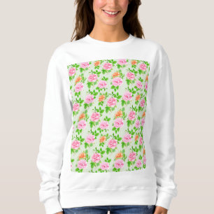 Floral Pink Roses Pattern Sweatshirt