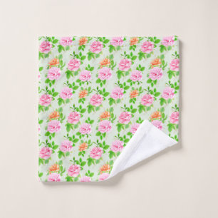 Floral Pink Roses Pattern Wash Cloth
