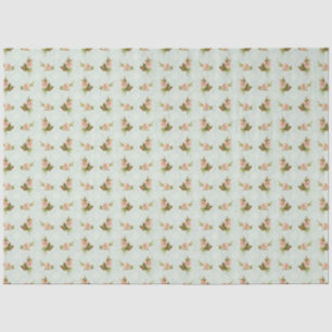 Floral Pink Roses Vintage Farmhouse Blue Nursery Tissue Paper