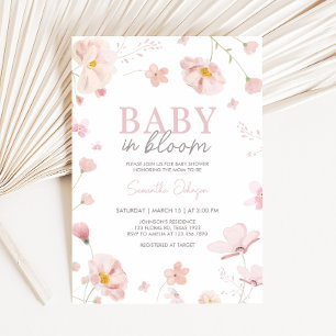 Floral Pink Spring Baby in Bloom Baby Shower Invitation