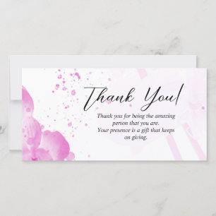  Floral Pink Thank You Horizontal 20.3 x 10.2 Holiday Card