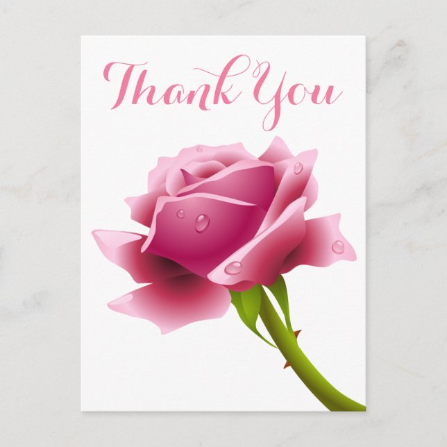 Floral Pink Thank You Rose Flowers Postcard (Front)