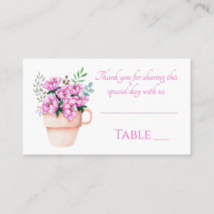 Floral Pink Thank You Watercolor Flower Wedding Place Card