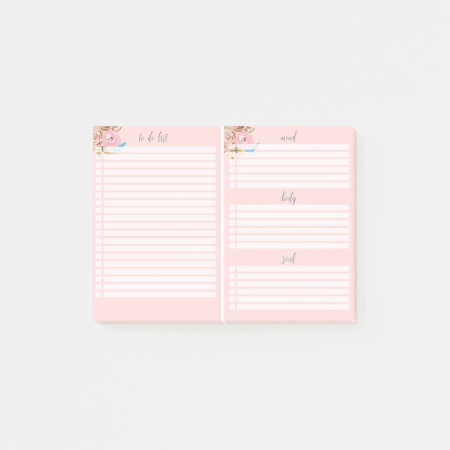 Floral Pink To Do List Post-it® Notes (Front)