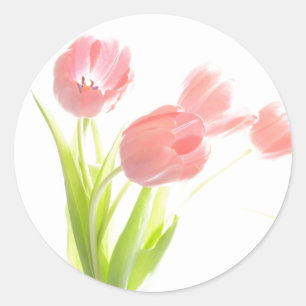 Floral Pink Tulip Flowers Sticker Seal