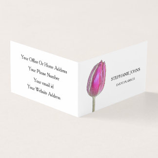 Floral Pink Tulips Wedding White Event Planner Business Card