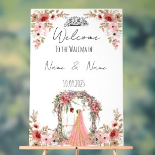 Floral pink Walima sign
