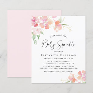 Floral Pink Watercolor Baby Sprinkle Invitation
