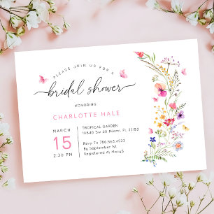 Floral Pink Watercolor Bridal Shower Invitation
