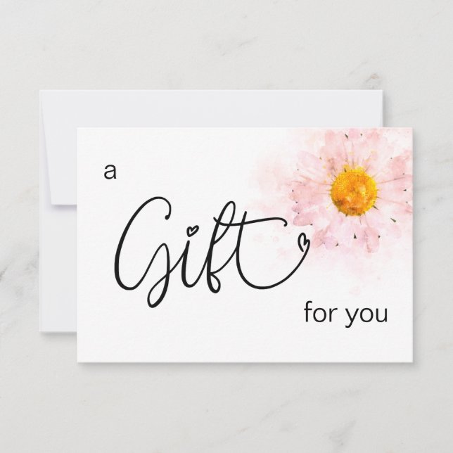 *~* Floral Pink Watercolor Daisy Heart Minimalist (Front)