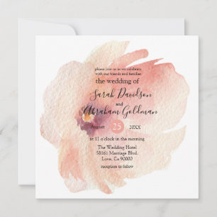Floral Pink Watercolor Japanese Wedding Invitation