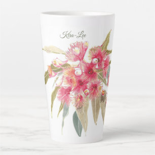 Floral Pink Watercolour Personalised 	 Latte Mug