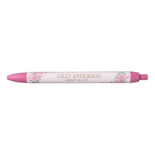 Floral Pink wedding   Black Ink Pen