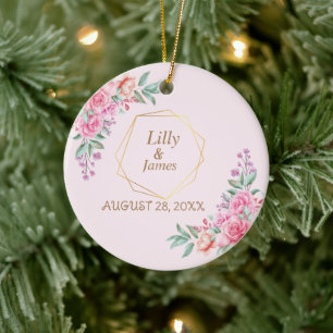 Floral Pink wedding Ceramic Tree Decoration