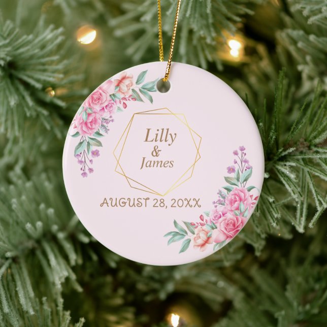 Floral Pink wedding Ceramic Tree Decoration (Tree)