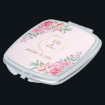 Floral Pink wedding  Compact Mirror<br><div class="desc">Floral Pink wedding Compact Mirror, This elegant and idyllic wedding invitation is perfect and a great idea for your wedding day. It's features a marriage feast, engagement, Valentine's day, Bachelor Party, Bachelorette Party, Bridal Shower, Engagement, Engagement Announcement, Save the Date Wedding and romantic occasions. It's artistic, luxurious, modern, unique, and...</div>