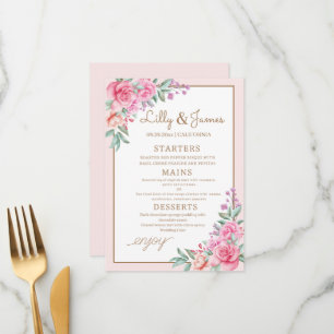 Floral Pink Wedding geometric Menu