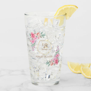 Floral Pink wedding  Glass