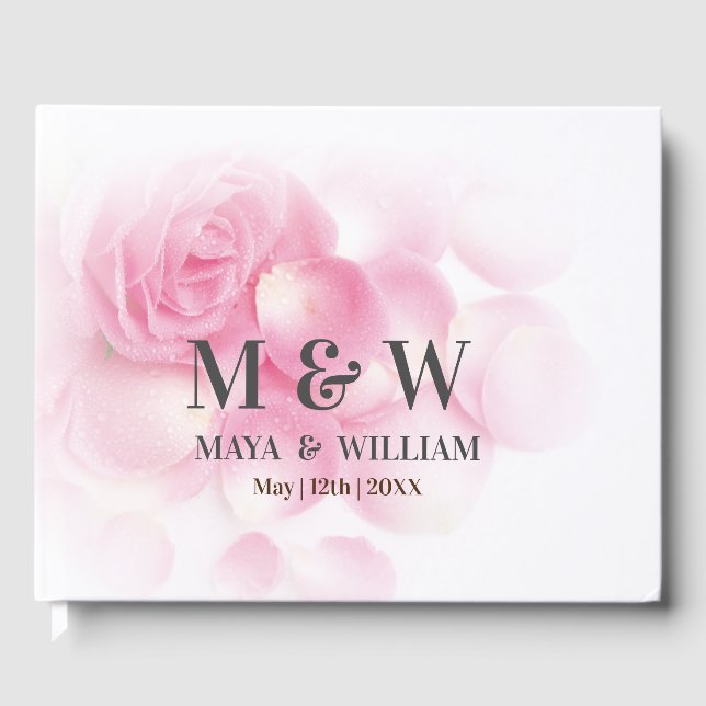 Floral Pink wedding  Guest Book (Front)