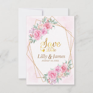 Floral Pink Wedding Save The Date