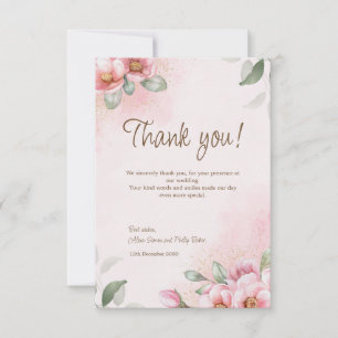 Floral Pink wedding thank you card. Card