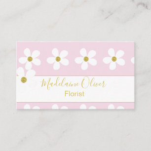 Floral Pink White Daisy Florist Professional Business Card