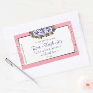 Floral Pink White Product Labels Blue Roses Jewels