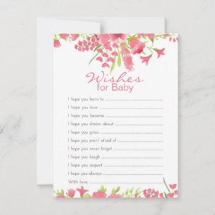 Floral Pink Wishes For Baby Advice Card