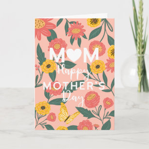 Floral Pink & Yellow Flowers Happy Mother's Day Card