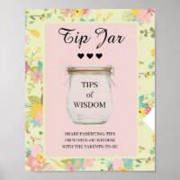 Floral Pink Yellow Green Tip Jar