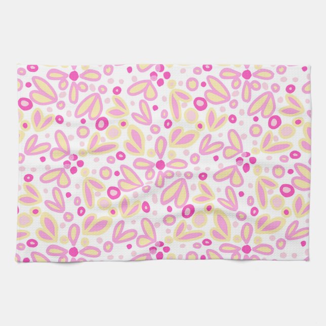 Floral Pinks Tea Towel (Horizontal)