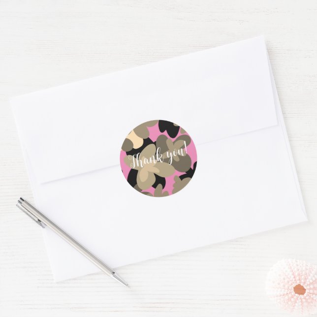 Floral pinky classic round sticker (Envelope)