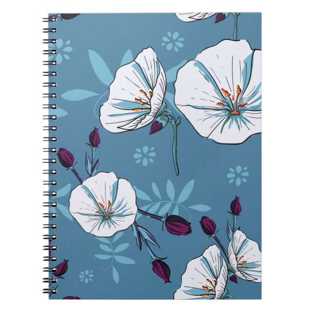Floral plants botanical seamless pattern backgroun notebook (Front)