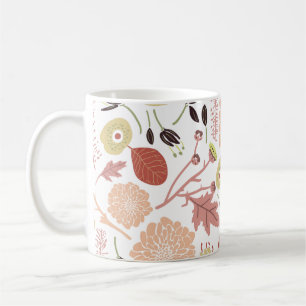 Floral Playful Botanical Mix Peach Green Whimsical Coffee Mug