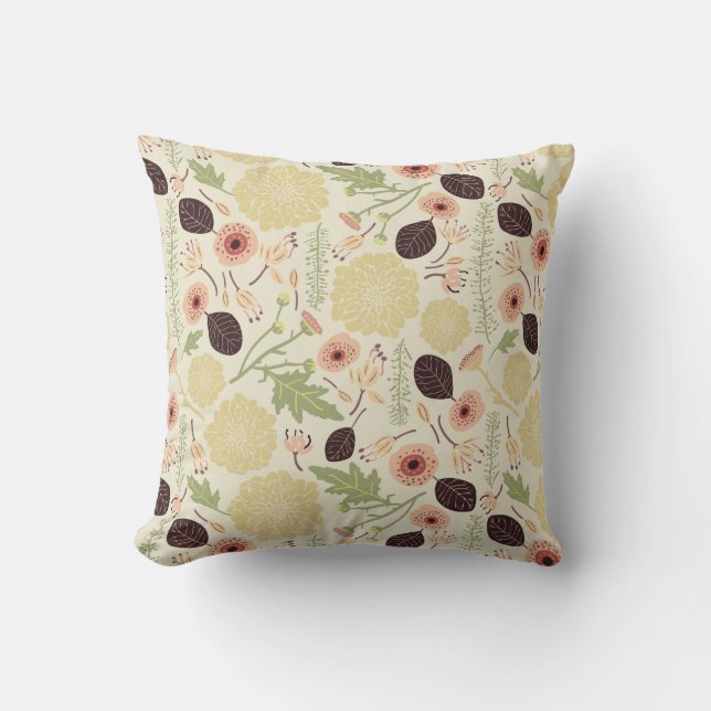 Floral Playful Tossed Flowers Pattern Cushion (Front)