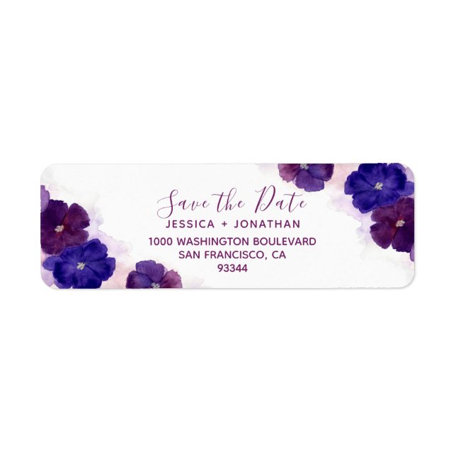 Floral Plum Purple SAVE THE DATE Wedding (Front)