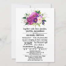Floral Plum Watercolor Wedding Invitation
