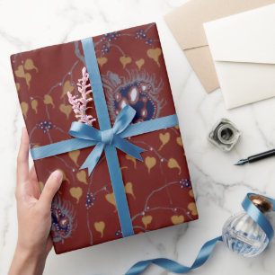 Floral pochoir pattern oriental Samarkande Wrapping Paper
