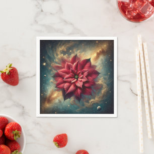 Floral Poinsettia Celestial Festive Decoupage Napkin