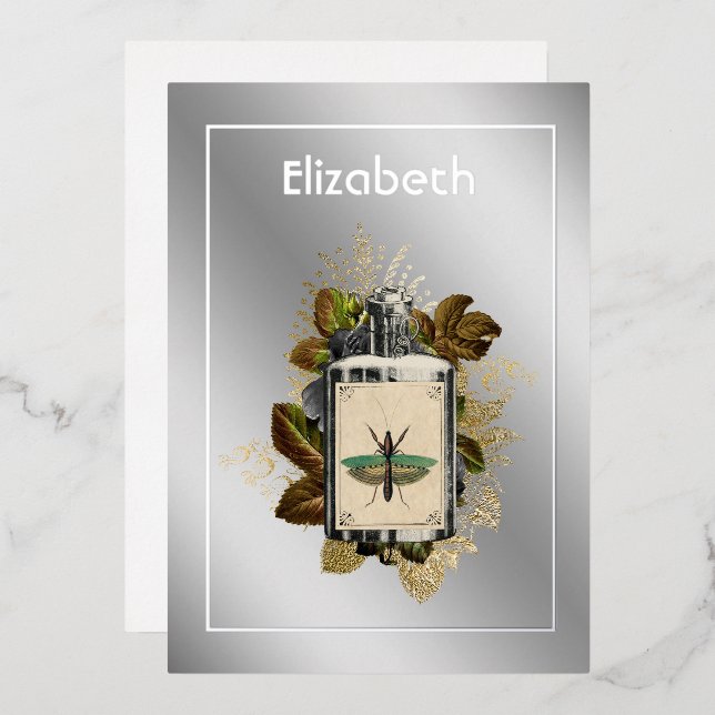 Floral Poison Lotion Halloween Gothic Foil Invitat (Front/Back)